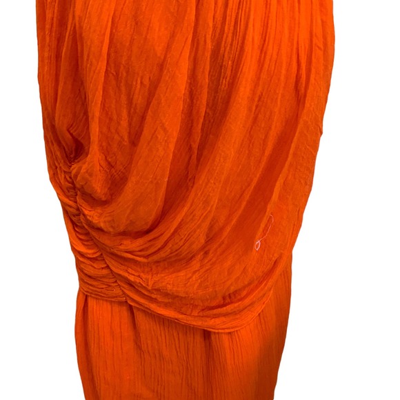 Root Design HandMade Orange Gold Strapless Ethiopian Maxi Dress XL Perfect - Picture 9 of 15